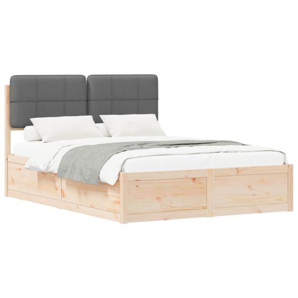 Bettgestell mit gepolstertem Kopfteil Dunkelgrau 135 x 190 cm