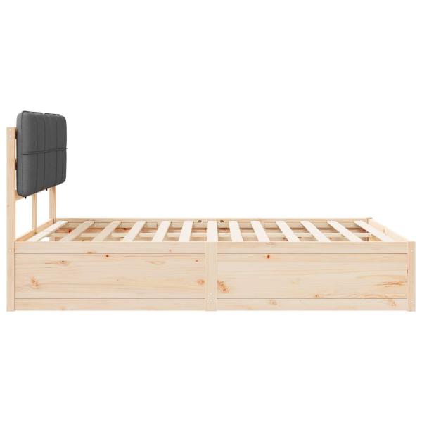 Bettgestell mit gepolstertem Kopfteil Dunkelgrau 135 x 190 cm