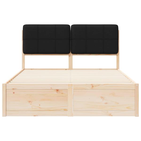 Bettgestell mit gepolstertem Kopfteil Schwarz 135 x 190 cm