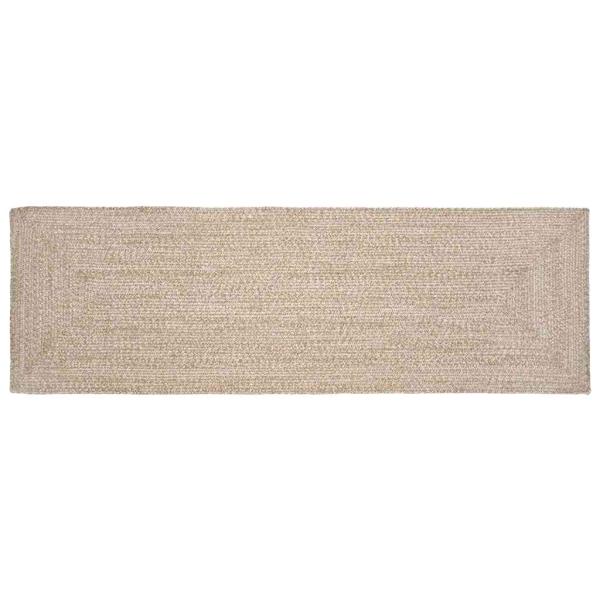 ARDEBO.de - Teppich Geflecht Natur und Weiß 80 x 200 cm Jute