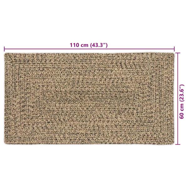 Teppich Geflecht Natur und Schwarz 60 x 110 cm Jute