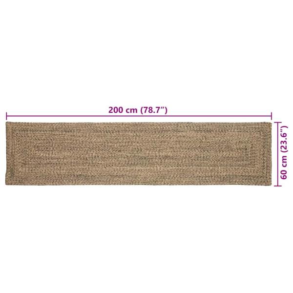 Teppich Geflecht Natur und Schwarz 60 x 200 cm Jute