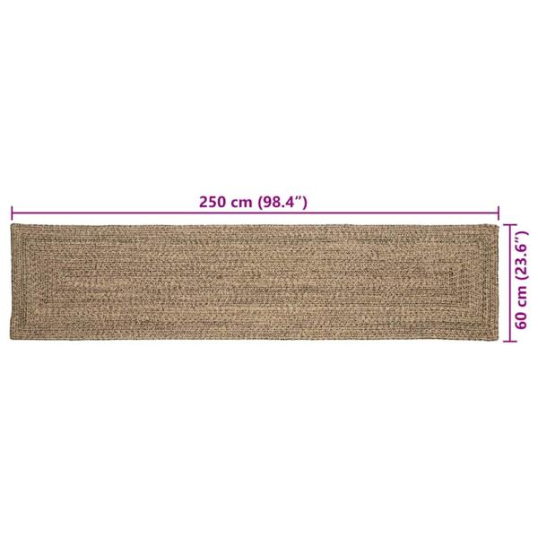 Teppich Geflecht Natur und Schwarz 60 x 250 cm Jute