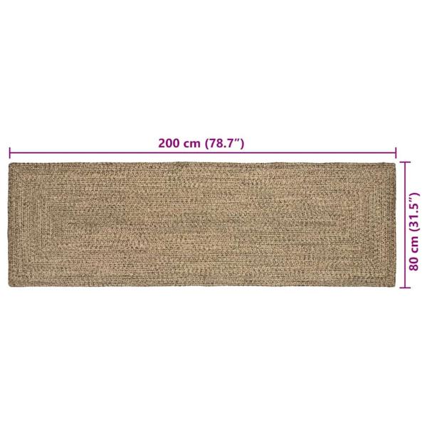 Teppich Geflecht Natur und Schwarz 80 x 200 cm Jute
