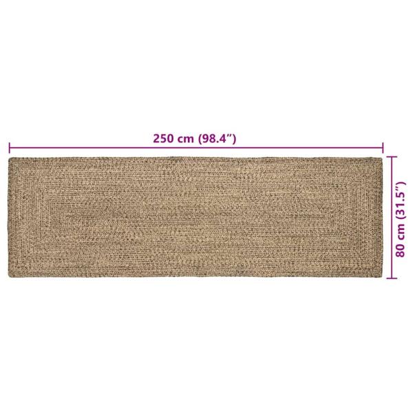 Teppich Geflecht Natur und Schwarz 80 x 250 cm Jute