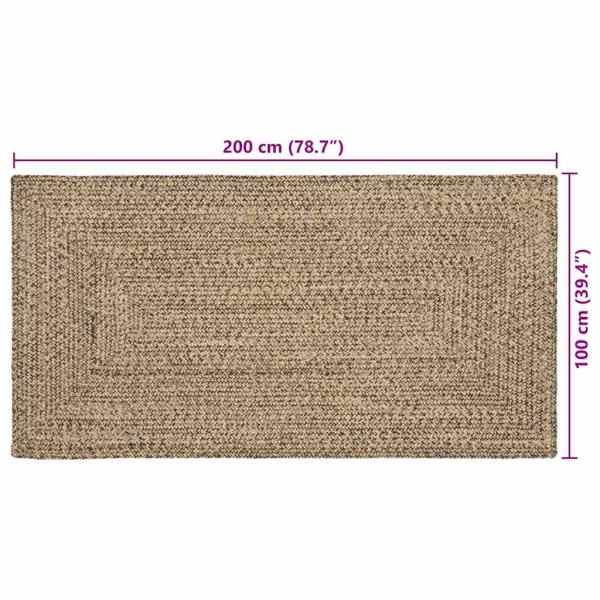 Teppich Geflecht Natur und Schwarz 100 x 200 cm Jute