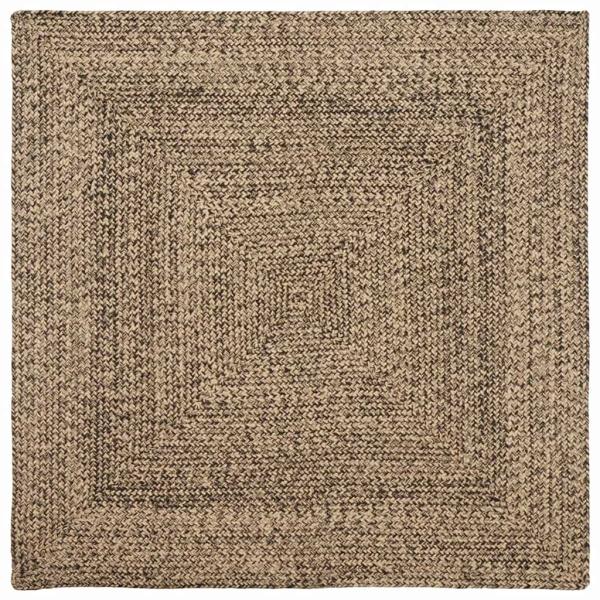 ARDEBO.de - Teppich Geflecht Natur und Schwarz 120 x 120 cm Jute