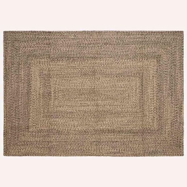 ARDEBO.de - Teppich Geflecht Natur und Schwarz 160 x 230 cm Jute