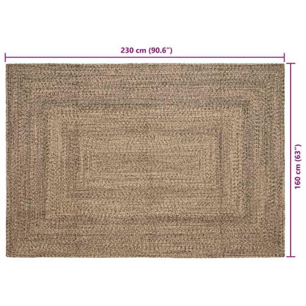 Teppich Geflecht Natur und Schwarz 160 x 230 cm Jute