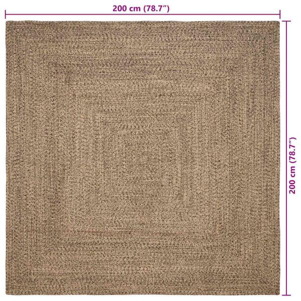 Teppich Geflecht Natur und Schwarz 200 x 200 cm Jute