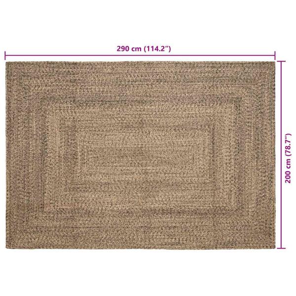 Teppich Geflecht Natur und Schwarz 200 x 290 cm Jute