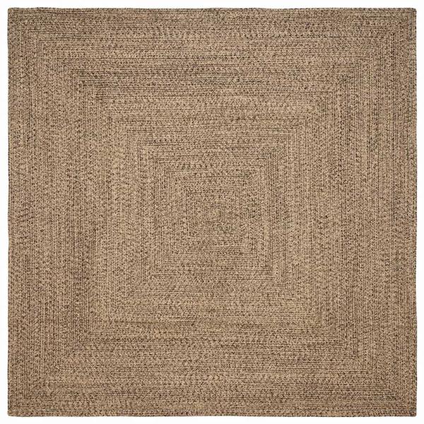 ARDEBO.de - Teppich Geflecht Natur und Schwarz 240 x 240 cm Jute