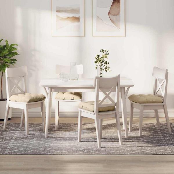 ARDEBO.de - Sitzkissen 4 pcs Creme 40 x 40 cm Mikrofaserstoff