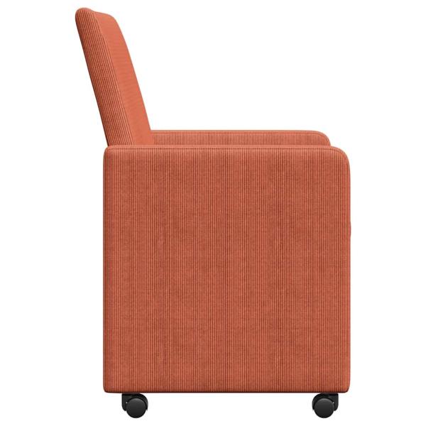 Esszimmerstühle mit Rollen 2 stk. Cordstoff Rot orange