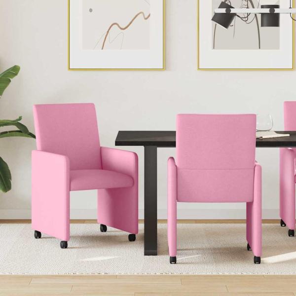 ARDEBO.de - Esszimmerstühle mit Rädern 2 pcs Rosa 57 x 66 x 94 cm Stoff