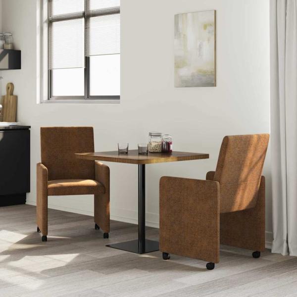 Esszimmerstühle mit Rädern 2 pcs Braun 57 x 66 x 94 cm
