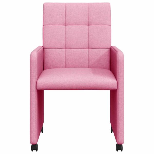 Esszimmerstühle mit Rädern 2 pcs Rosa 58 x 65 x 94 cm Stoff