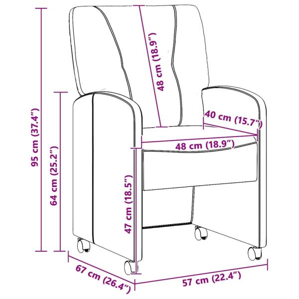Esszimmerstühle mit Rädern 2 pcs Armeegrün 57 x 67 x 95 cm