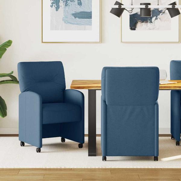 ARDEBO.de - Esszimmerstühle mit Rädern 2 pcs Blau 57 x 67 x 95 cm Stoff