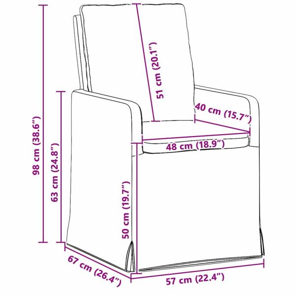 Esszimmerstühle 2 pcs Dunkelgrau 57 x 67 x 98 cm Leinen