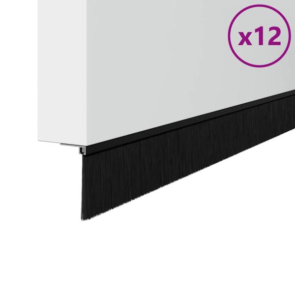 Aufsteck Türbürstendichtungen 12 pcs Schwarz 100 cm