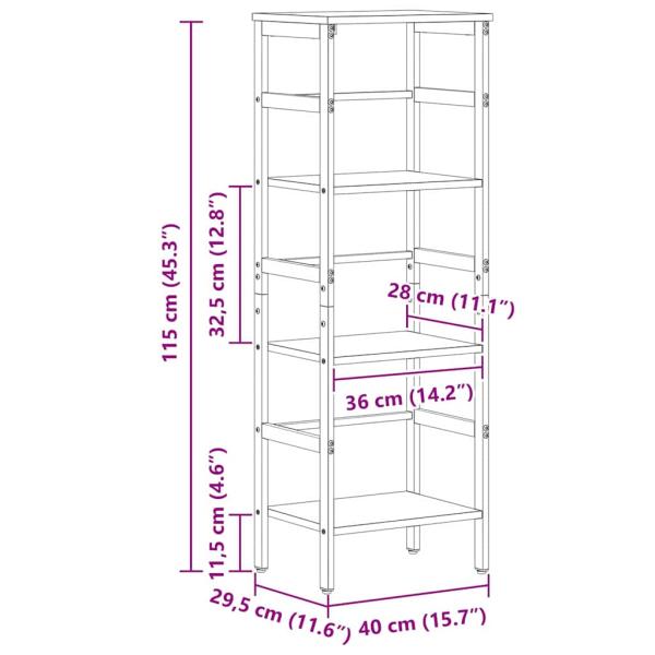 Bücherregal Altholz 40 x 29,5 x 115 cm Holzwerkstoff
