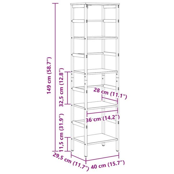 Bücherregal Sonoma-Eiche 40 x 29,5 x 149 cm Holzwerkstoff