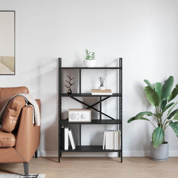 Bücherregal Schwarz Eichen-Optik 75 x 30 x 123,5 cm