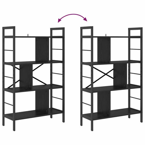 Bücherregal Schwarz Eichen-Optik 75 x 30 x 123,5 cm