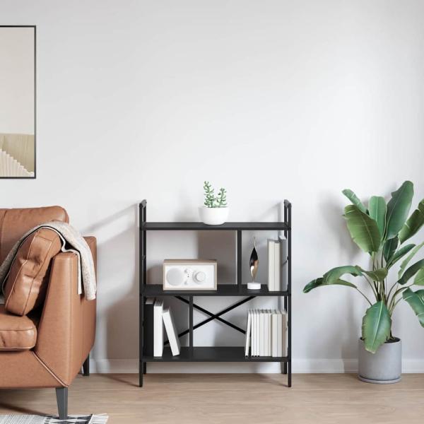 Bücherregal Schwarz Eichen-Optik 75 x 30 x 91 cm Holzwerkstoff