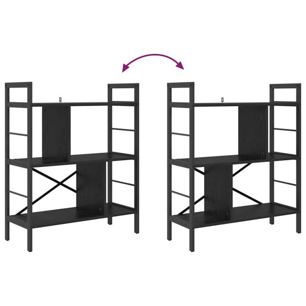 Bücherregal Schwarz Eichen-Optik 75 x 30 x 91 cm Holzwerkstoff