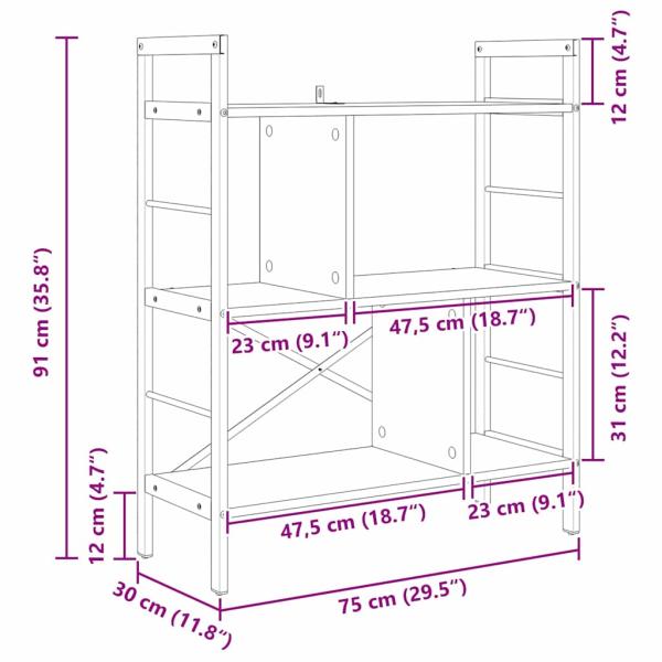 Bücherregal Sonoma-Eiche 75 x 30 x 91 cm Holzwerkstoff