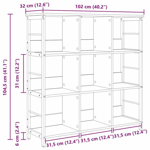 Bücherregal Artisan-Eiche 102 x 32 x 104,5 cm Holzwerkstoff