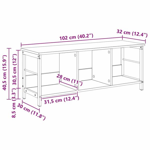 Bücherregal Graues Sonoma 102 x 32 x 40,5 cm Holzwerkstoff