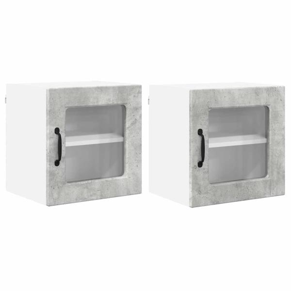 Küchenwandschrank mit Regal 2 pcs Beton Grau 40 x 31 x 40 cm