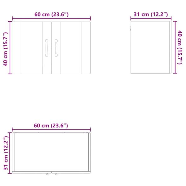 Küchenwandschrank mit Tür Altholz 60 x 31 x 40 cm Holzwerkstoff