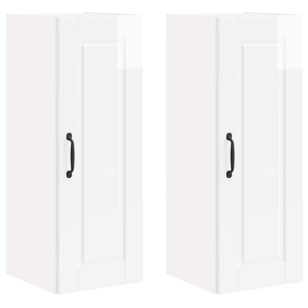 Küchenwandschrank mit Tür 2 pcs Hochglanz Weiß 30 x 31 x 80 cm