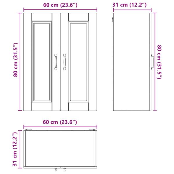 Küchenwandschrank mit Tür Altholz 60 x 31 x 80 cm Holzwerkstoff