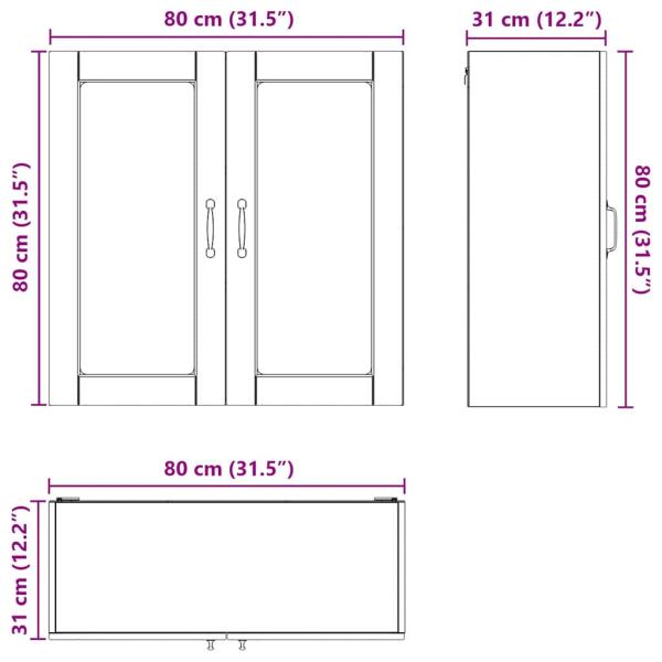 Küchenwandschrank mit Regal Weiß 80 x 31 x 80 cm Holzwerkstoff
