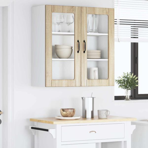 Wandglas-Schrank PORTO Sonoma-Eiche 80 x 31 x 80 cm