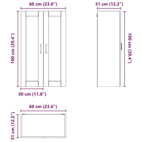 Küchenwandschrank Altholz 60 x 31 x 100 cm Holzwerkstoff
