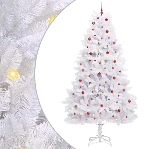 Künstlicher klappbarer Weihnachtsbaum Weiß 300 cm PVC und Stahl