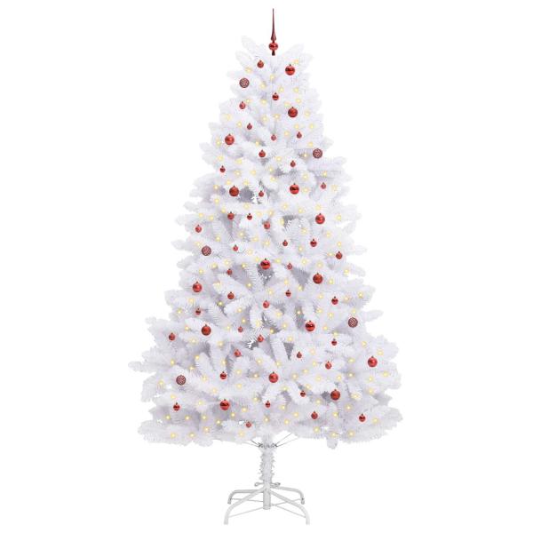 Künstlicher klappbarer Weihnachtsbaum Weiß 300 cm PVC und Stahl