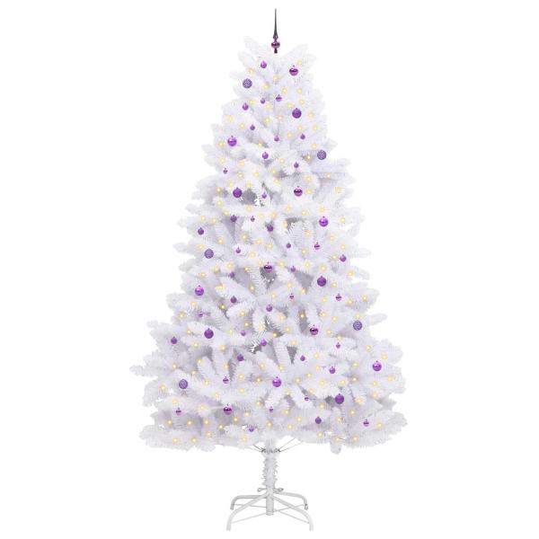 Künstlicher klappbarer Weihnachtsbaum Weiß 300 cm PVC und Stahl