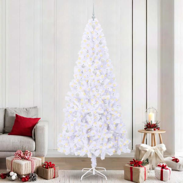 ARDEBO.de - Künstlicher Weihnachtsbaum Weiß 240 cm PVC und Stahl