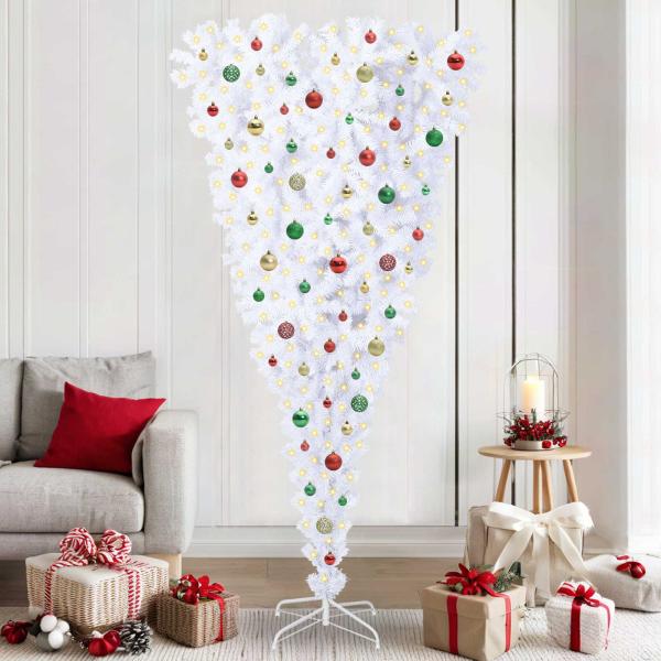 ARDEBO.de - Künstlicher Weihnachtsbaum Weiß 210 cm PVC und Stahl