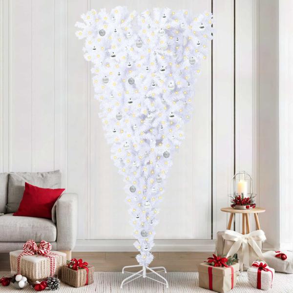 ARDEBO.de - Künstlicher Weihnachtsbaum Weiß 240 cm PVC und Stahl