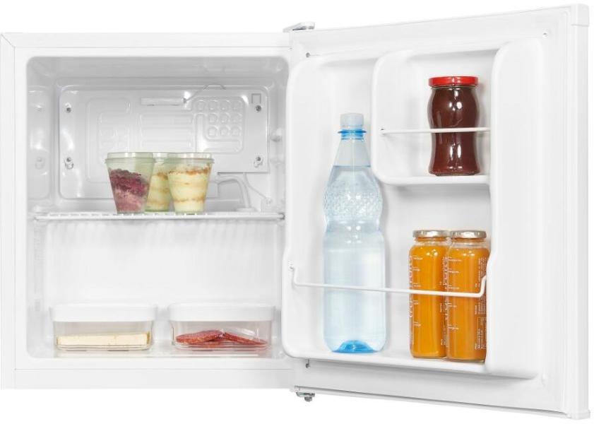 Exquisit KB05-V-040E Mini Standkühlschrank, 44 cm breit, 40L, 1 Ablage, Temperatureinstellung, Türdichtung und Türanschlag wechselbar, weiß (PV)
