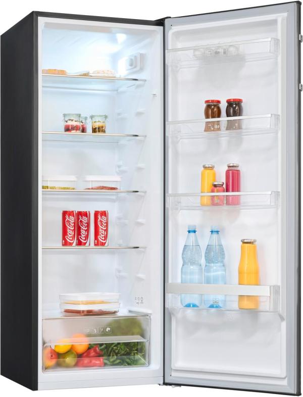 Exquisit KS320-V-H-040E Stand Vollraumkühlschrank, 54,4 cm breit, 242 L, LED Beleuchtung, Inoxlook-az