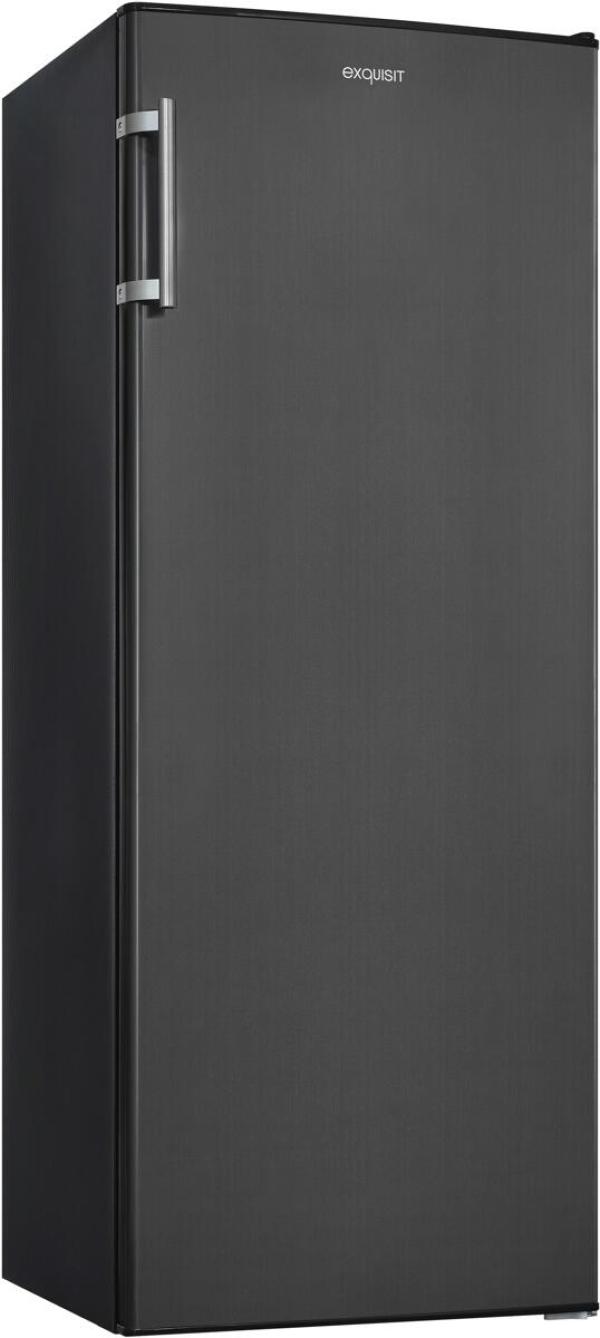 Exquisit KS320-V-H-040E Stand Vollraumkühlschrank, 54,4 cm breit, 242 L, LED Beleuchtung, Inoxlook-az